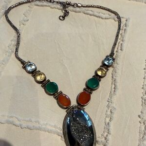 Elegant Multicolor silver Gemstone Necklace